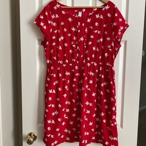Old Navy XL Red and White Bird Dress Shortsleeved